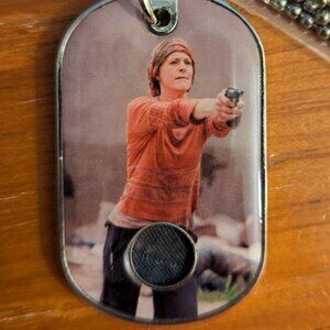 Ultra Rare The Walking Dead Carol genuine costume fragment dog tag